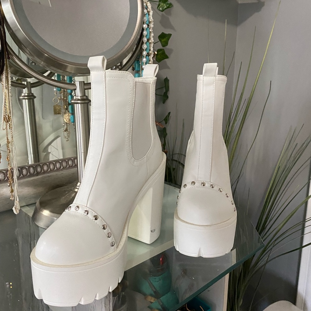 White studded boots
